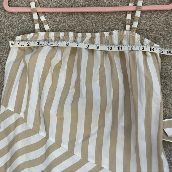 Gap Stripe MIDI Tank Dress Cotton Size Small Khaki White Summer Vacation Coastal - Picture 6 of 12